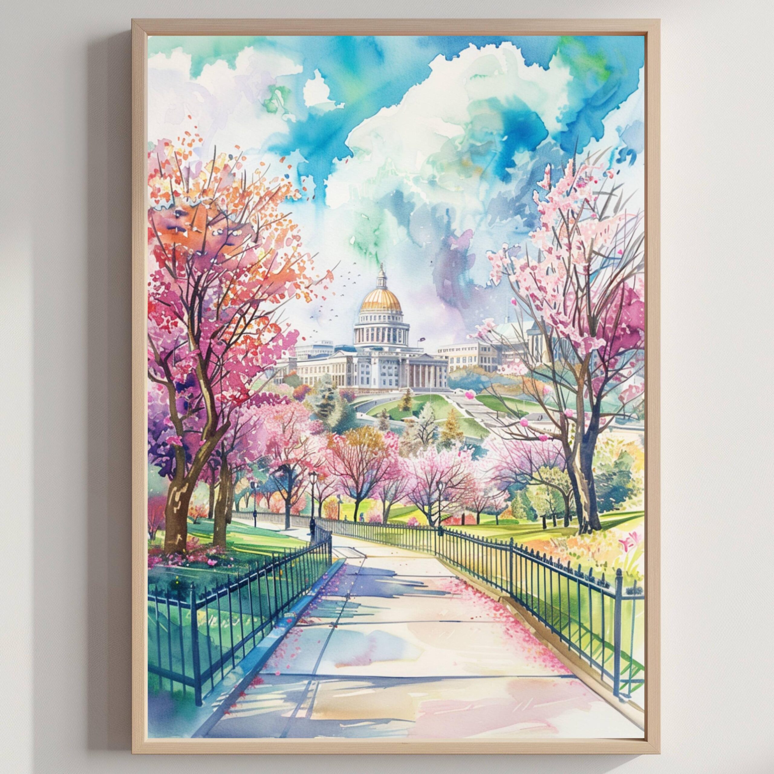 Harrisburg Pennsylvania USA Watercolor Print: Travel Art Poster