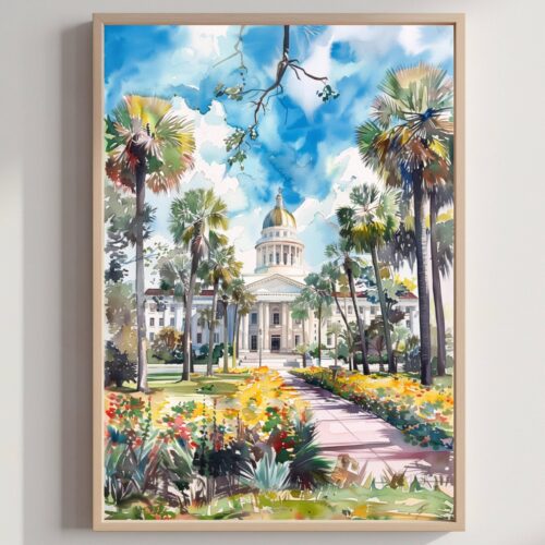 Clearwater Florida USA Watercolor Print: Travel Art Poster