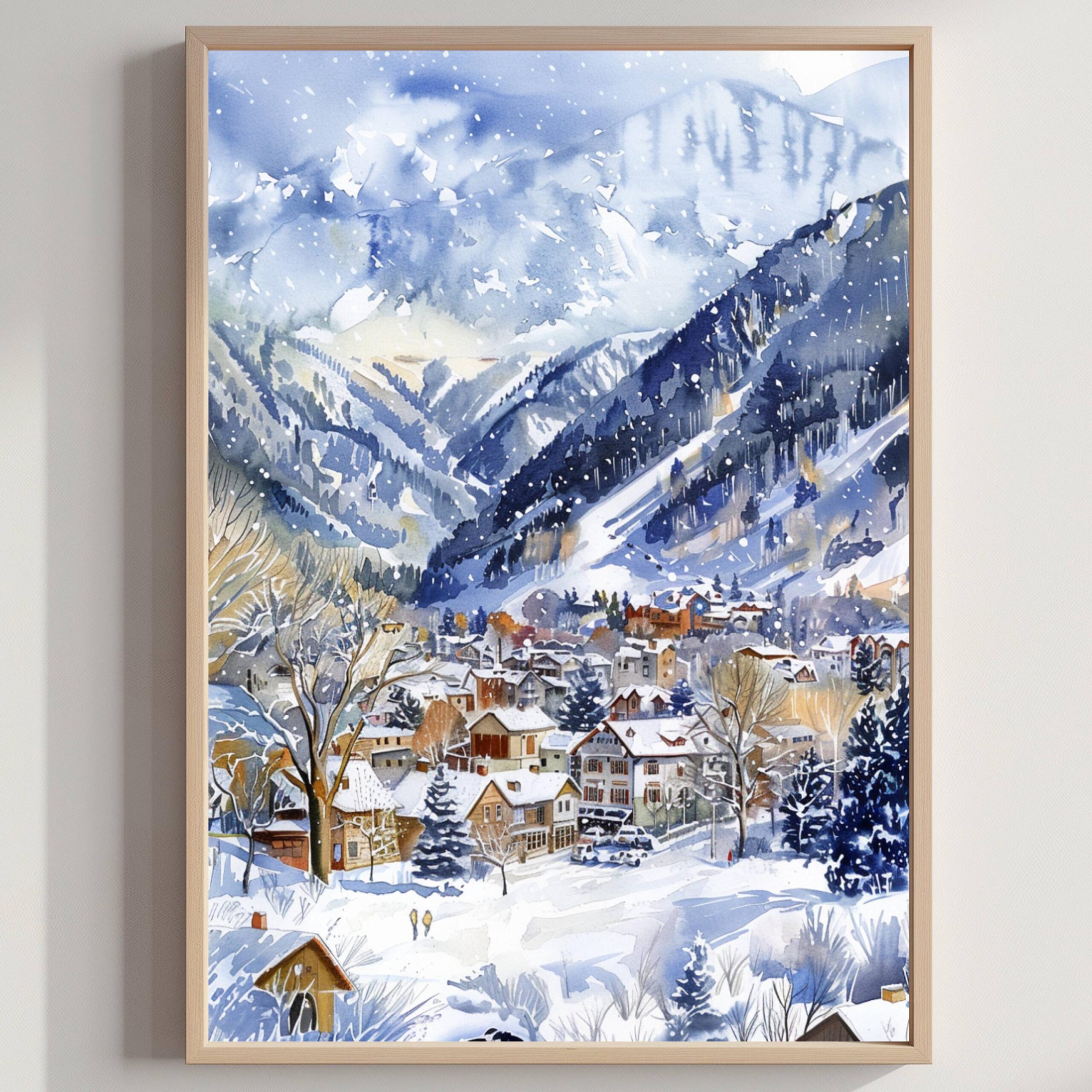 Aspen Colorado USA Watercolor: American Travel Art Poster