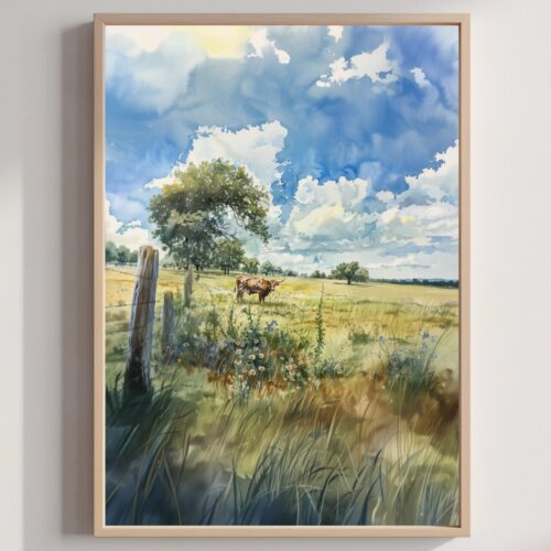 Texas United States of America Watercolor: Travel Art Poster