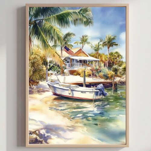 Captiva Island Florida USA Watercolor: American Travel Art Poster