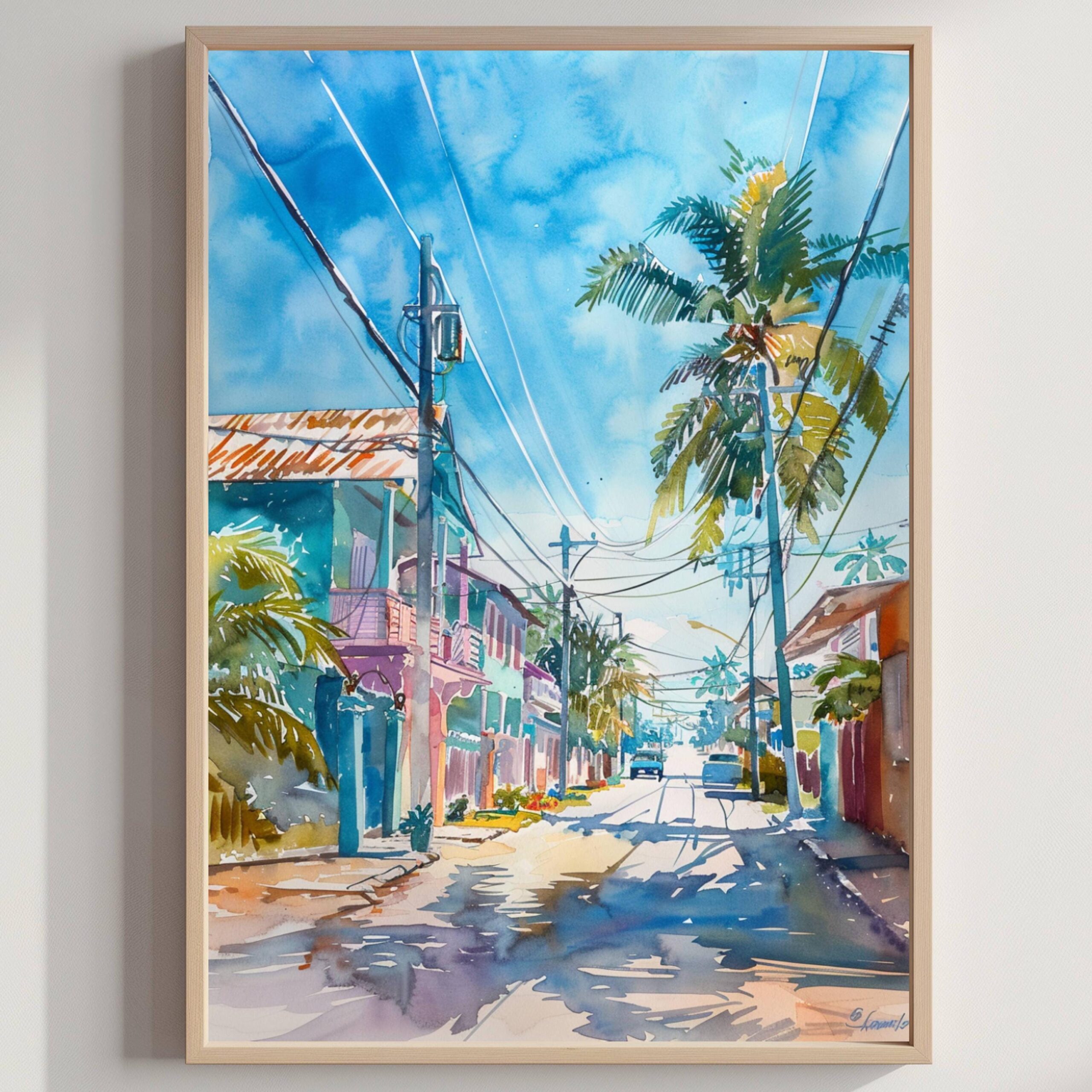 Belmopan Belize Central America Watercolor: Travel Art Poster
