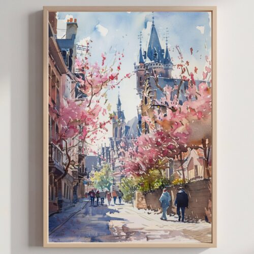 Belgium Europe Watercolor Print: Belgian Travel Wall Art