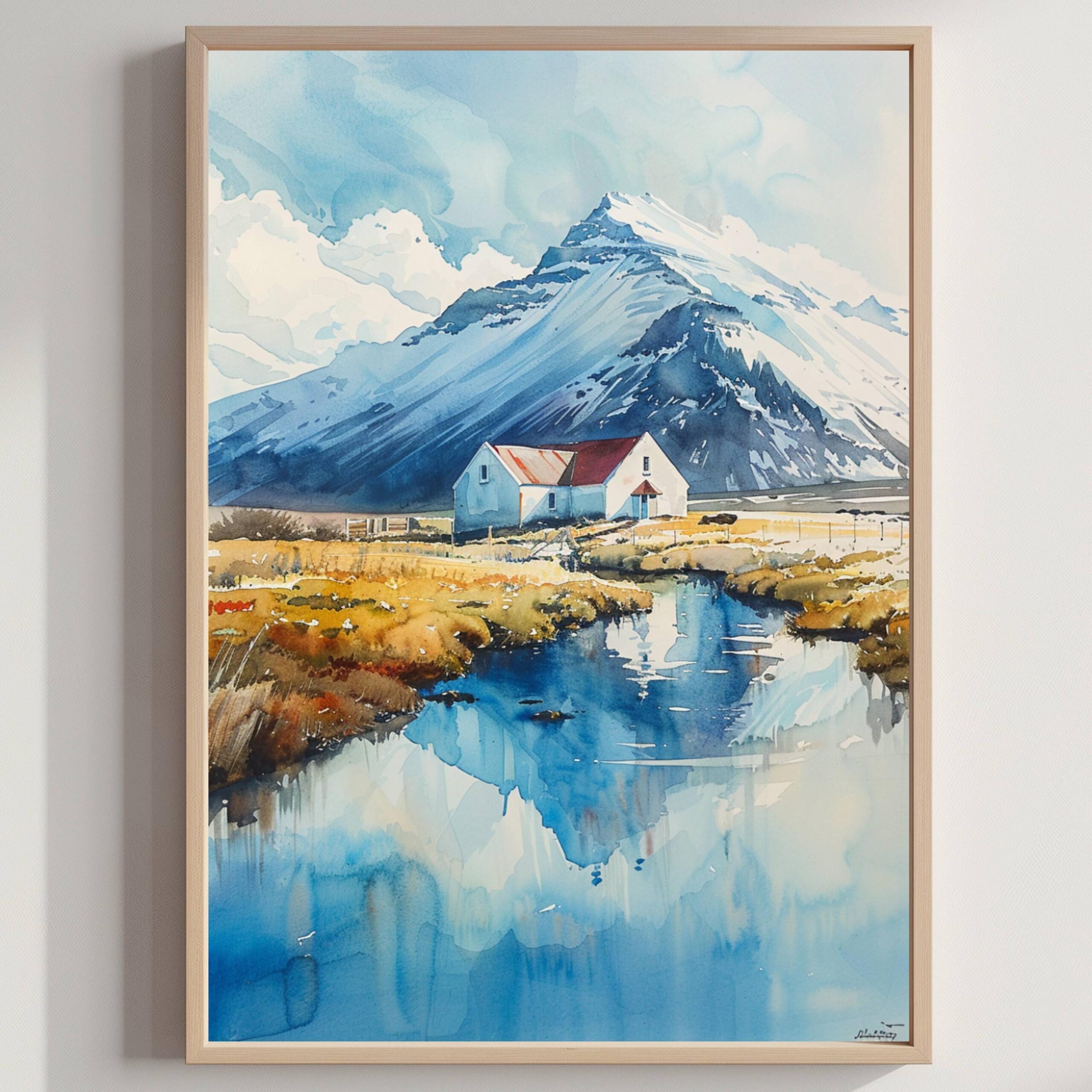 Island of Iceland Watercolor Print: Travel Art Poster