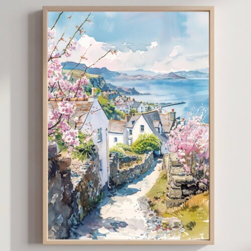 Wales United Kingdom Watercolor: Travel Art Poster