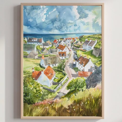 John O'Groats Scotland UK Watercolor Print: Scotland Travel Art Poster