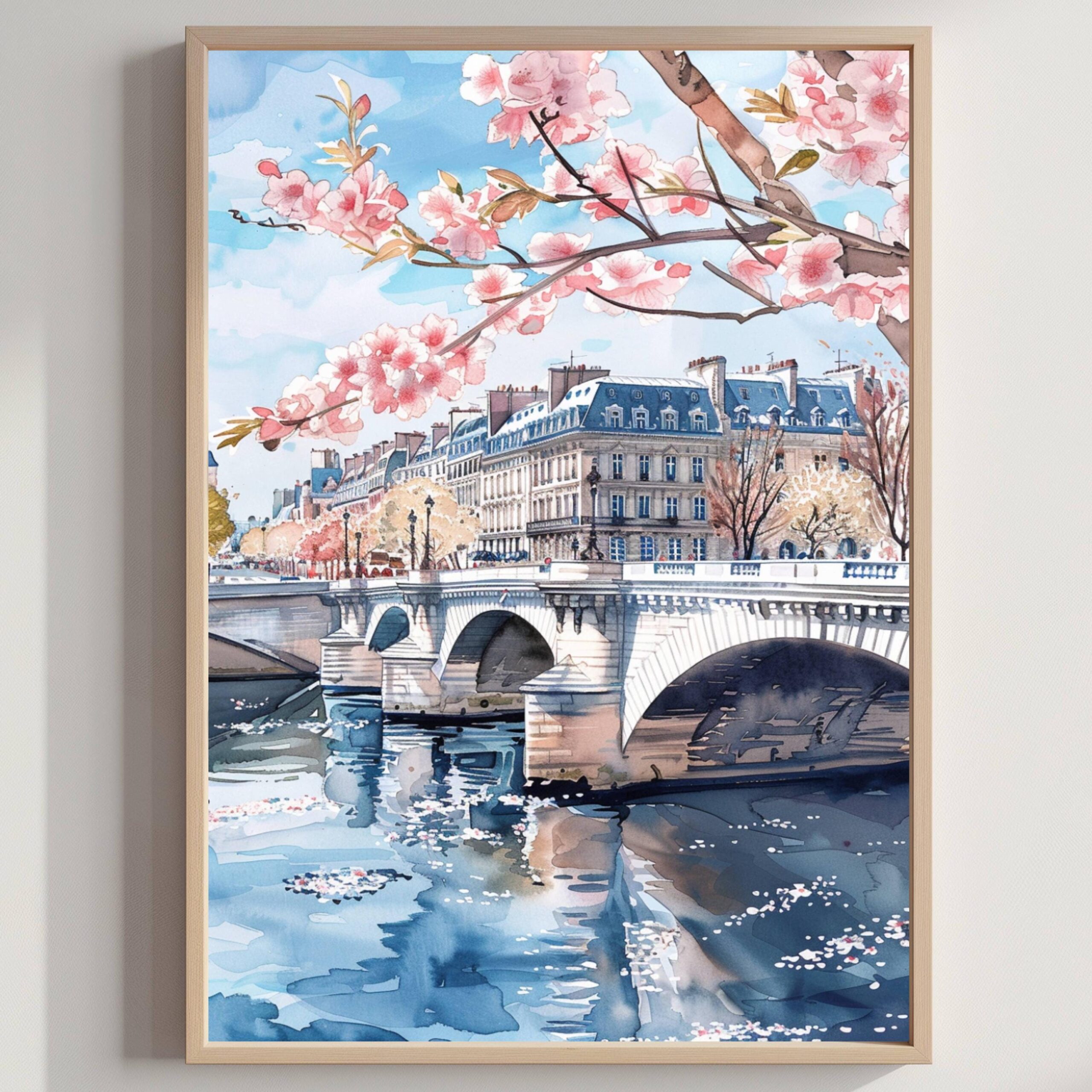 Pont Neuf Bridge Paris Watercolor: France Art Travel Poster