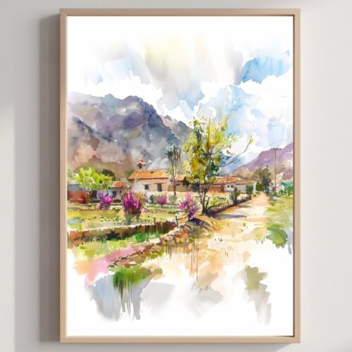 Bolivia South America Watercolor Print: Travel Art Poster