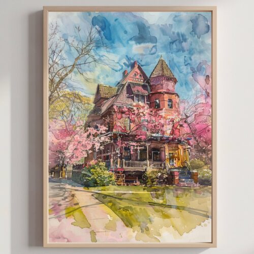 The Mark Twain House Hartford Connecticut Watercolor: USA Travel Poster
