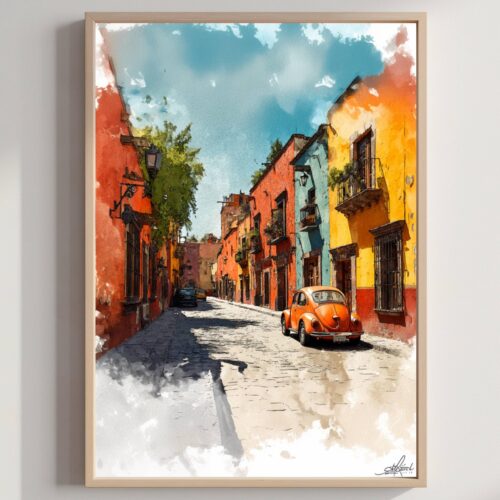San Miguel de Allende Mexico Watercolor: Travel Art Poster