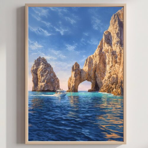 Arch of Cabo San Lucas Mexico Watercolor: Mexican Travel Art Poster