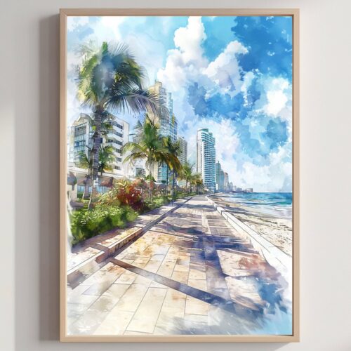 Cancún Mexico Watercolor Print : North America Travel Art Poster