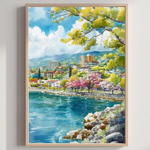Kingston Jamaica Caribbean Watercolor Print: Travel Art Poster