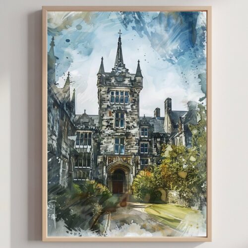 St Andrew's University Scotland Watercolor Print: Travel Art Poster