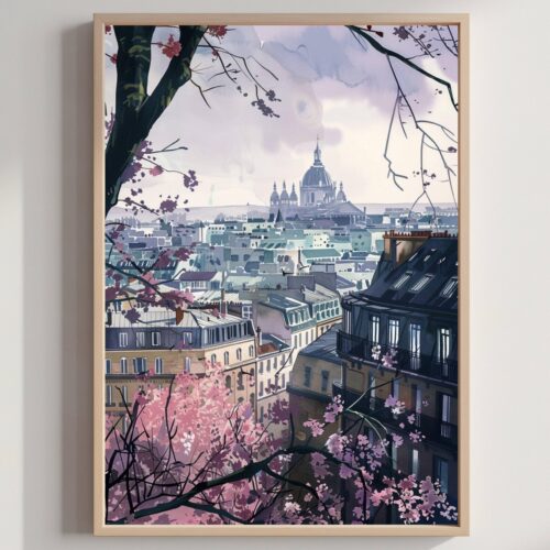 Paris France Watercolor: French Art Travel Poster