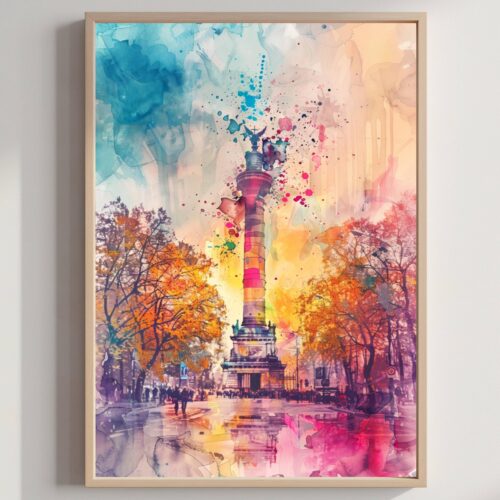 Victory Column Berlin Germany Watercolor: Travel Art Poster
