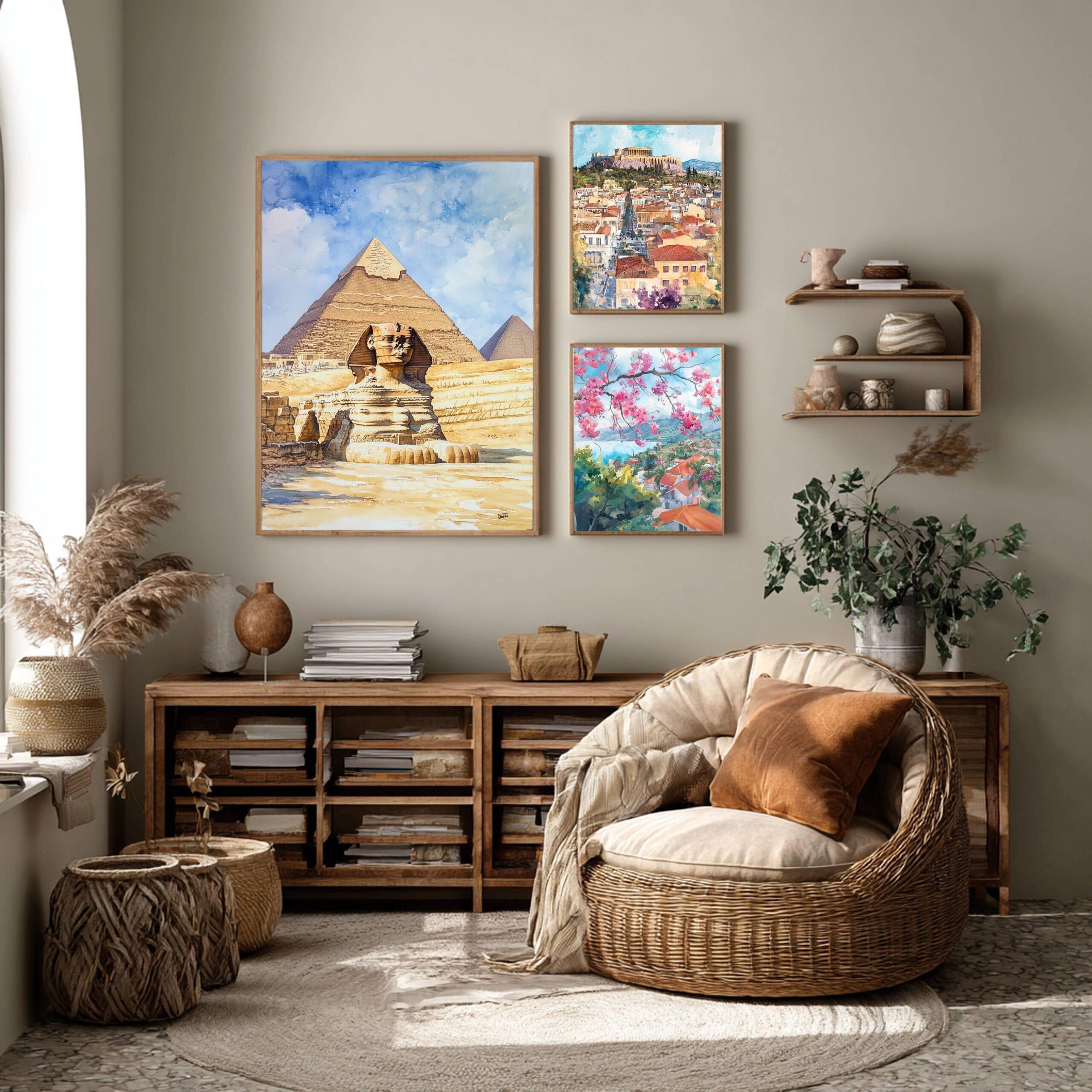 Sphinx of Giza Watercolor Print: Egyptian Travel Art Poster - Image 2