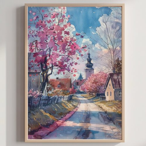 Estonia Europe Watercolor Print: Northern Europe Travel Art Poster