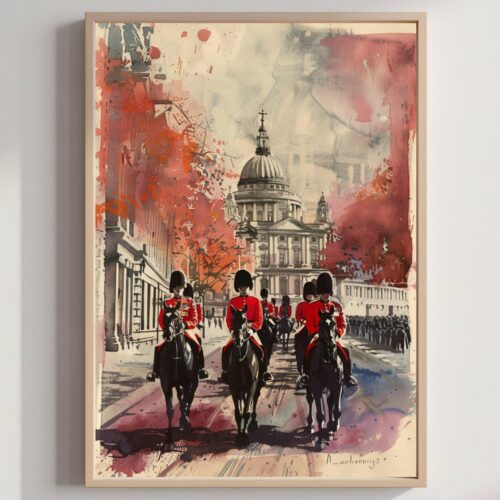 Horse Guards London England Watercolor Print: United Kingdom Travel Art Poster