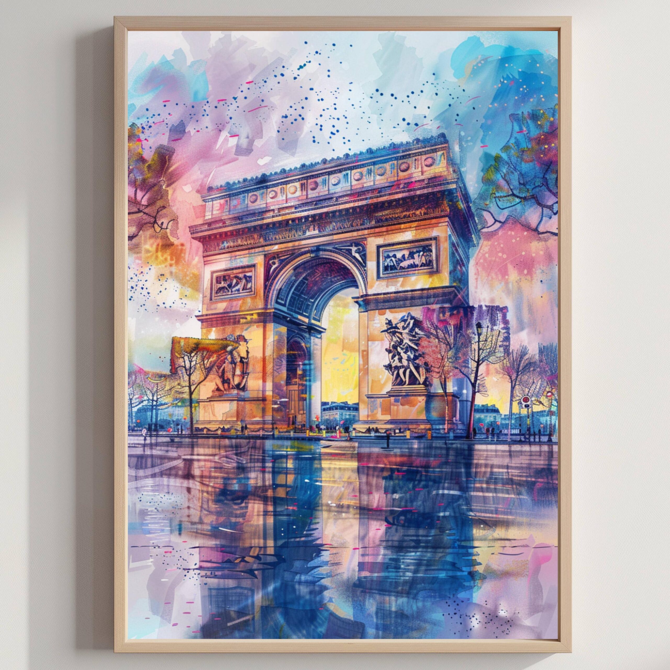 Arc de Triomphe Paris Watercolor: France Art Travel Poster