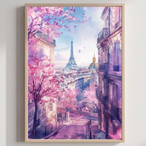 Paris France Watercolor: French Art Travel Poster