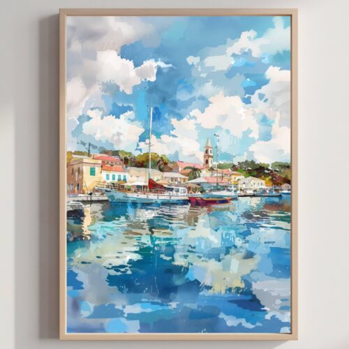 Bridgetown Barbados Caribbean Watercolor: Travel Art Poster Print