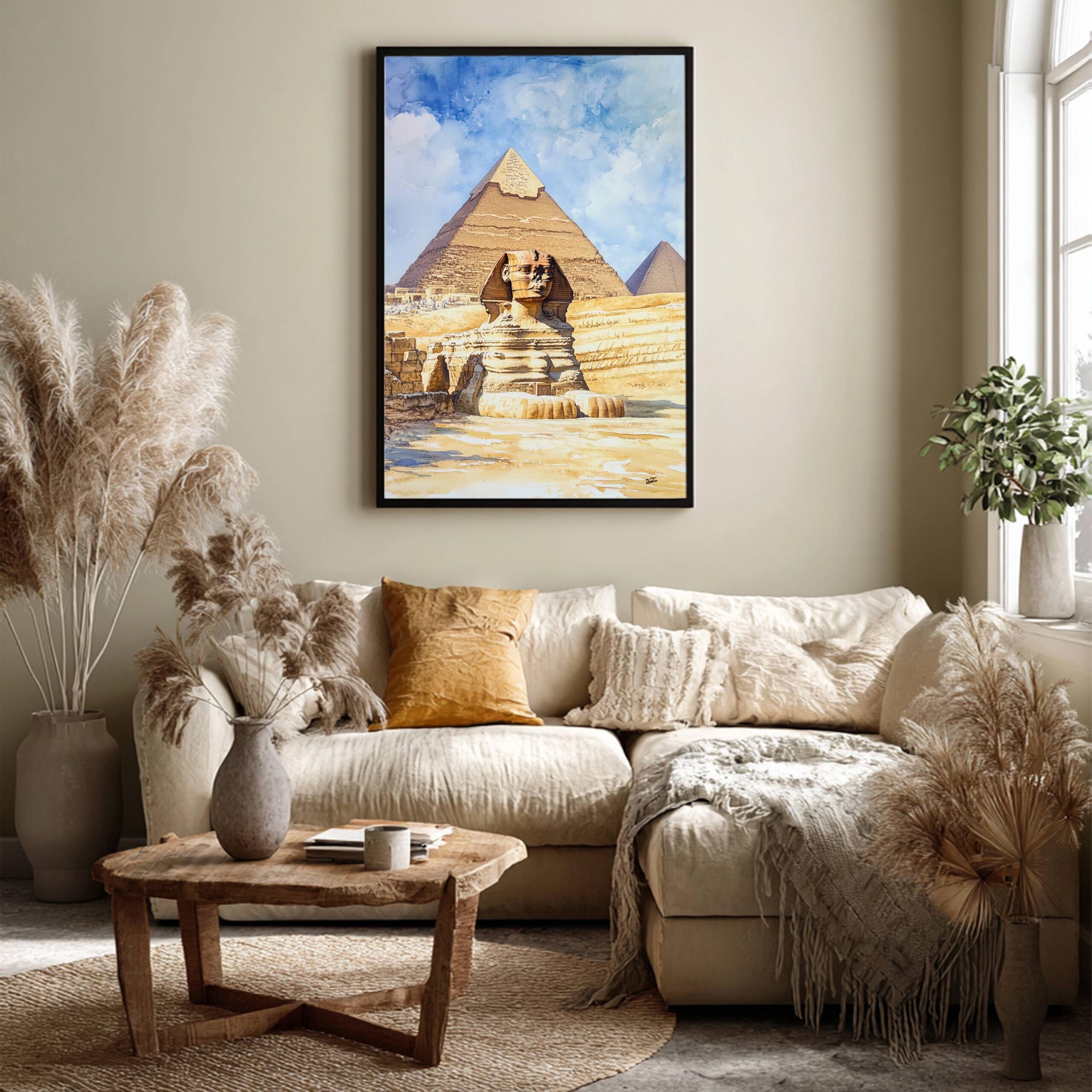 Sphinx of Giza Watercolor Print: Egyptian Travel Art Poster - Image 3