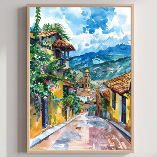 Colombia South America Watercolor Print: Travel Art Poster