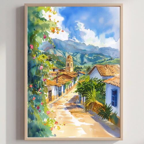 Colombia South America Watercolor Print: Travel Art Poster