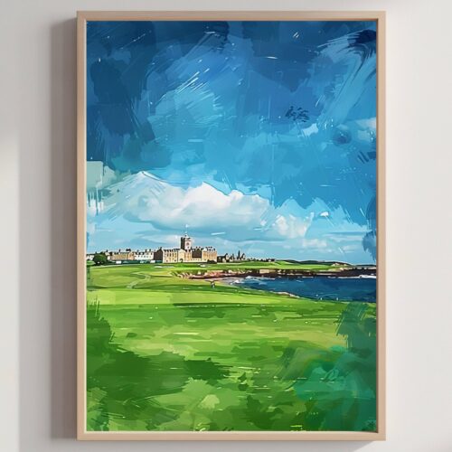 St Andrews Royal and Ancient Golf Club Scotland Watercolor: Scotland Travel Art Poster
