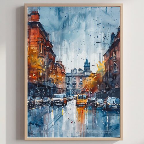 Belfast Northern Ireland United Kingdom Watercolor: Travel Art Poster