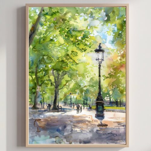 Hyde Park London England Watercolor Print: United Kingdom Travel Art Poster