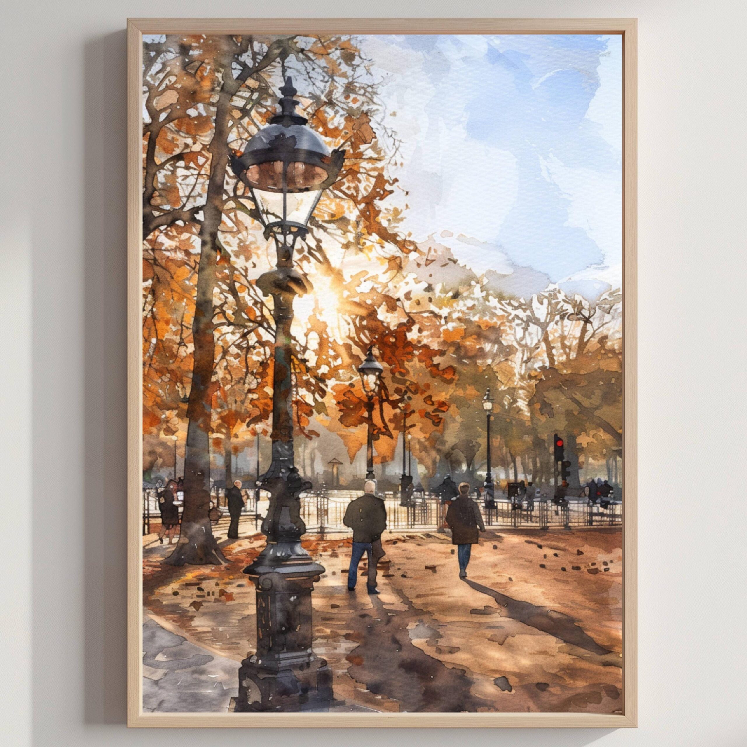 Hyde Park London England Watercolor Print: United Kingdom Travel Art Poster