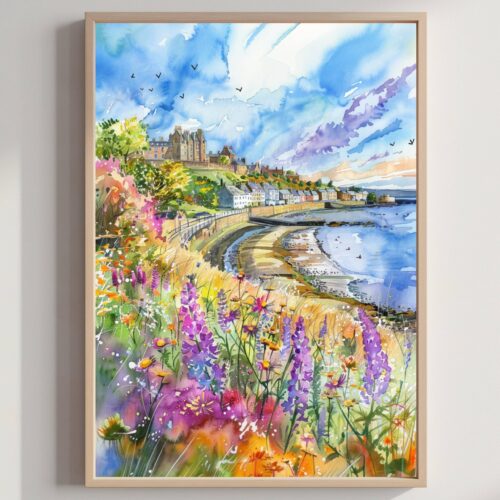 Kirkcaldy Scotland United Kingdom Watercolor: Scotland Travel Art Poster