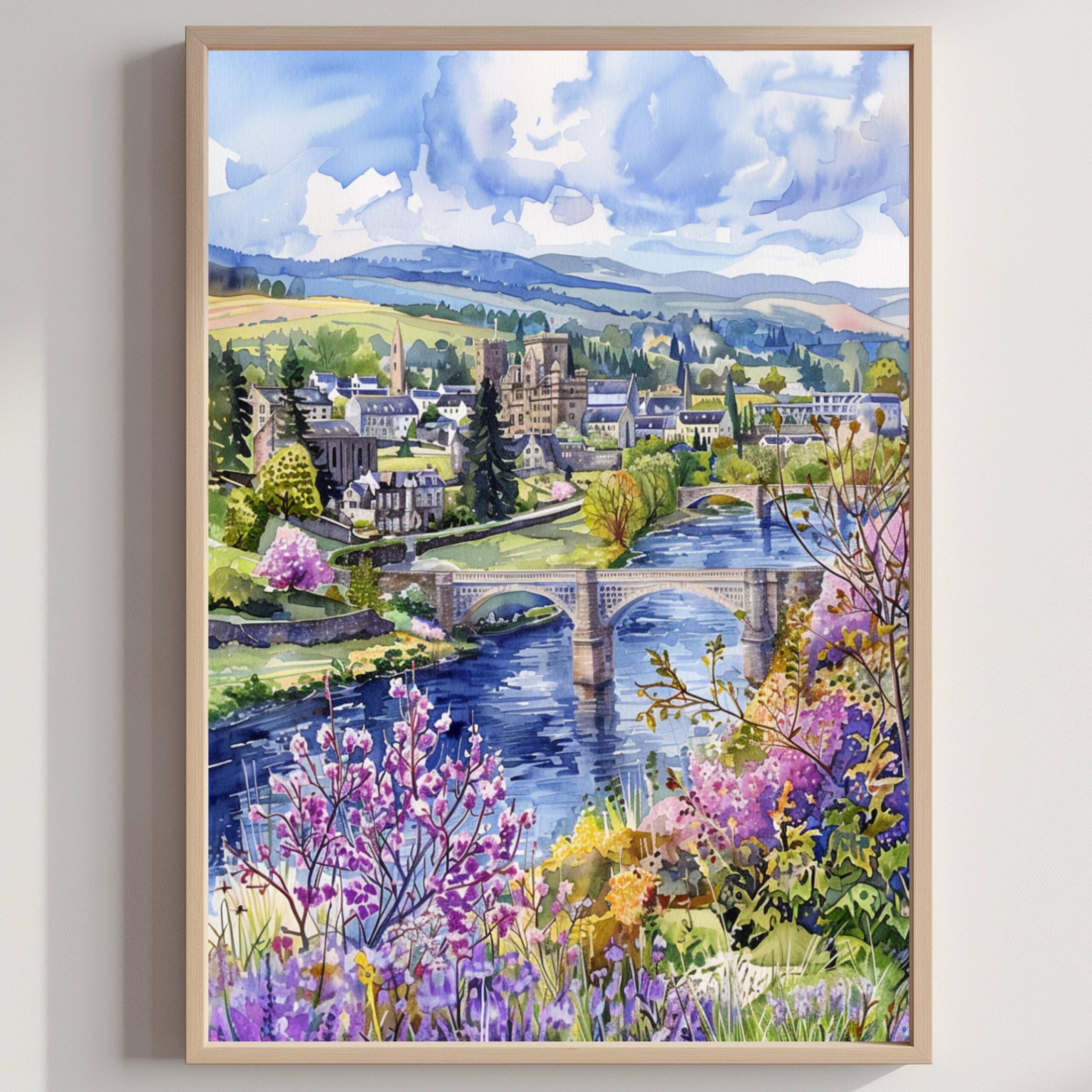 Stirling Scotland United Kingdom Watercolor: Scotland Travel Art Poster