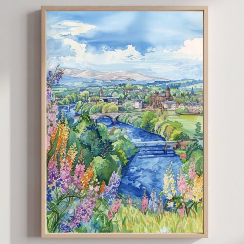 Stirling Scotland United Kingdom Watercolor: Scotland Travel Art Poster