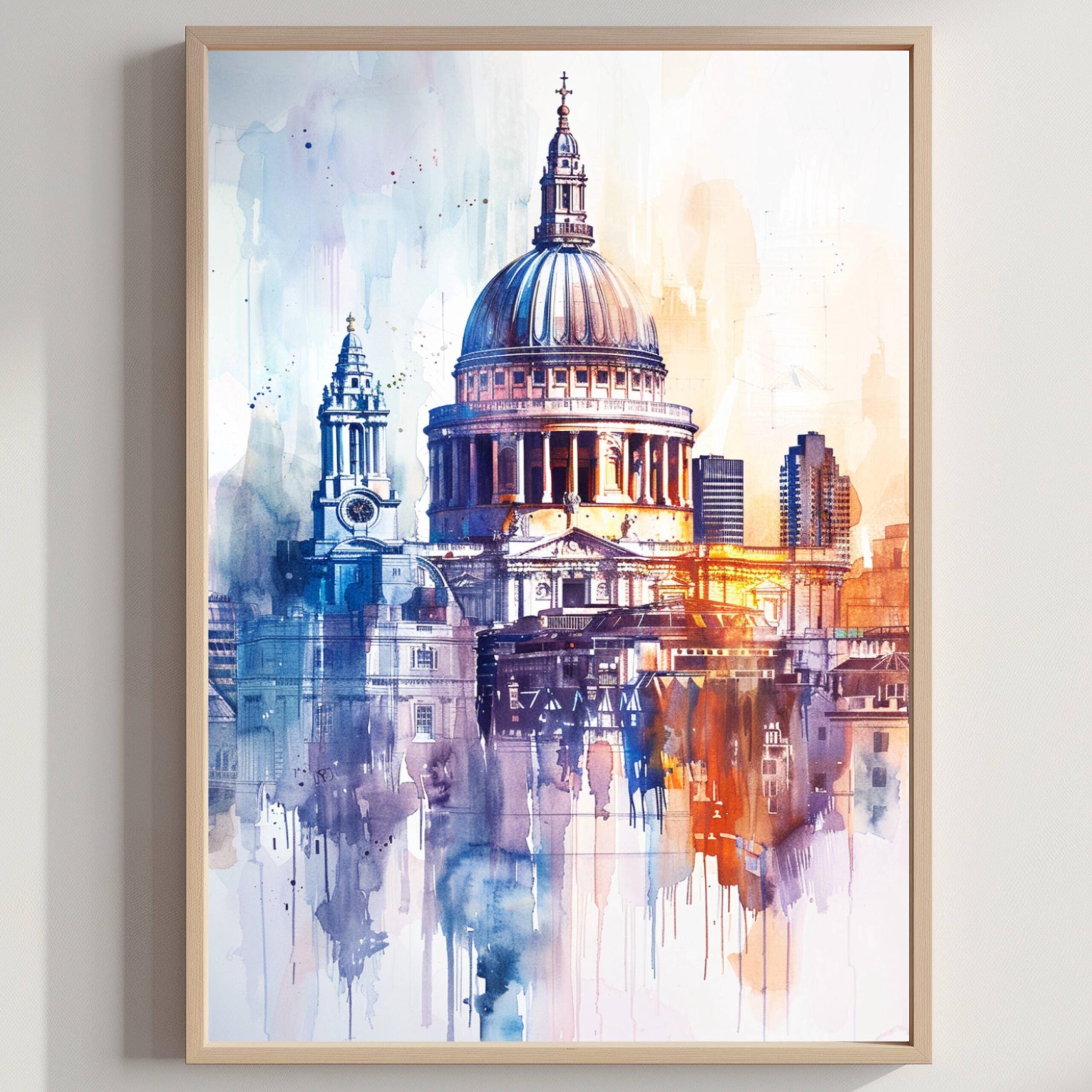 St. Paul's Cathedral London England Watercolor: United Kingdom Travel Art Poster