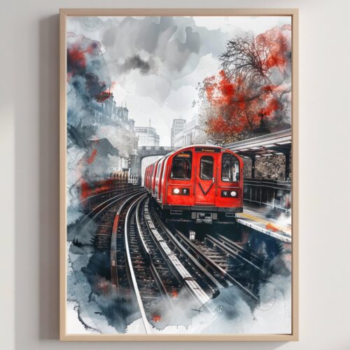 London Underground England Watercolor: United Kingdom Travel Art Poster