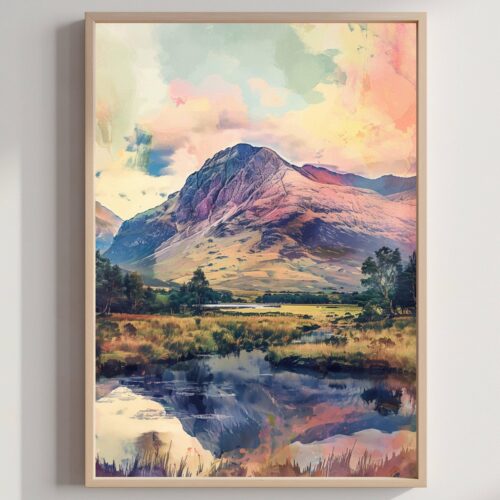 Ben Nevis Scotland Watercolor: Scotland Travel Art Poster