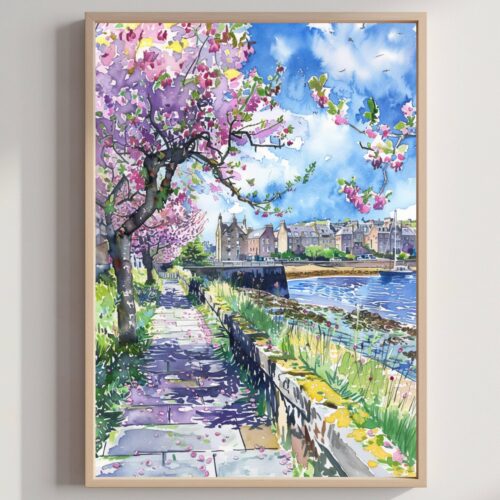 Wick Scotland United Kingdom Watercolor: Scotland Travel Art Poster