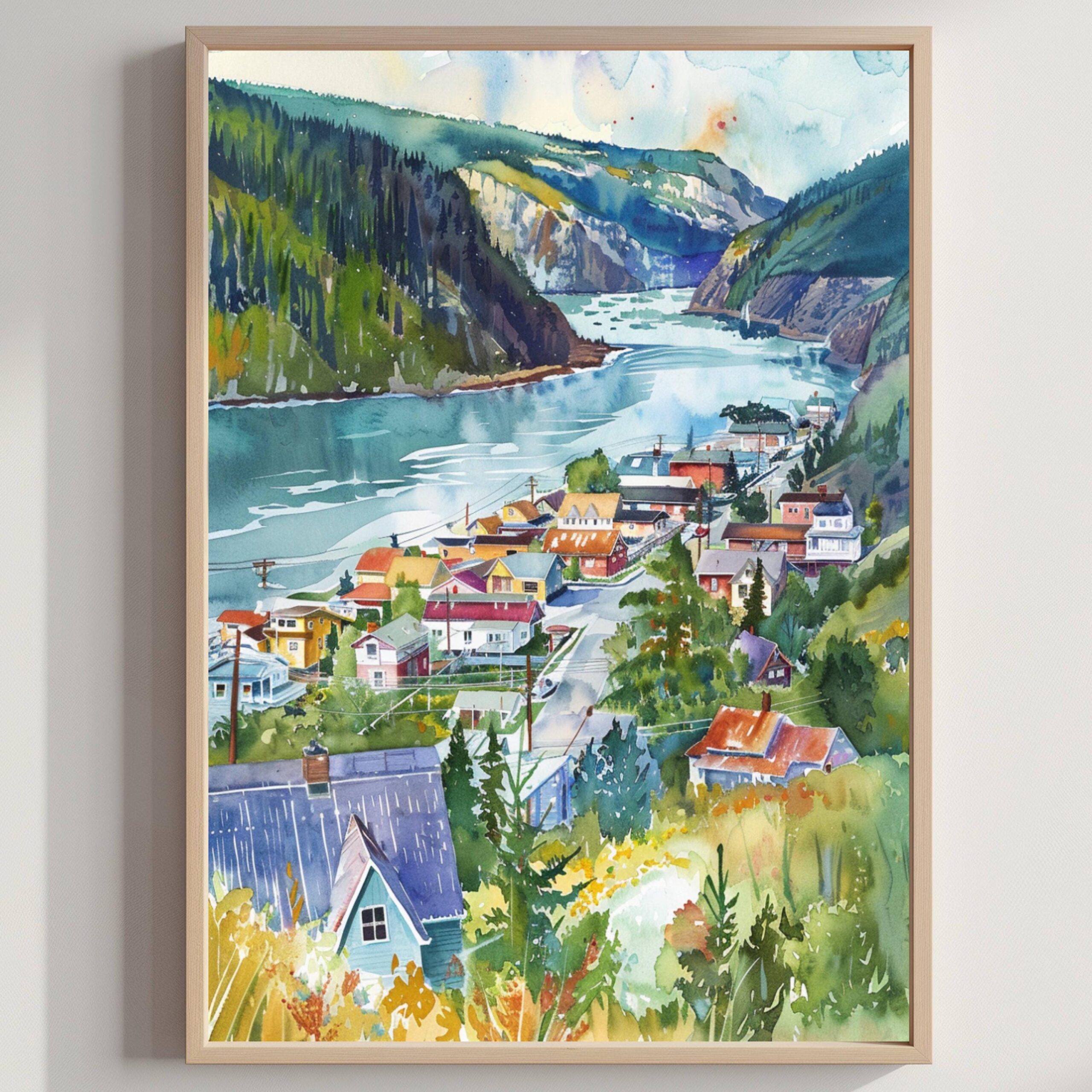 Dawson City Canada North America Watercolor: Travel Art Poster Print