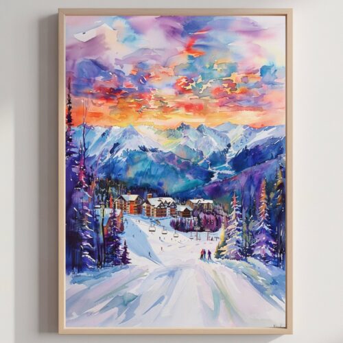 Kicking Horse Canada Watercolor Print: North America Travel Art Poster