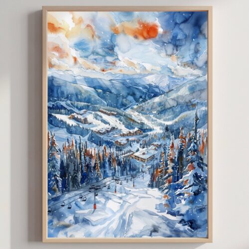 Silver Star Canada North America Watercolor: Travel Art Poster Print