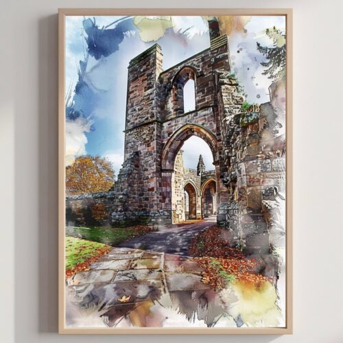 St Andrew's Cathedral Scotland United Kingdom Watercolor: Scotland Travel Art Poster