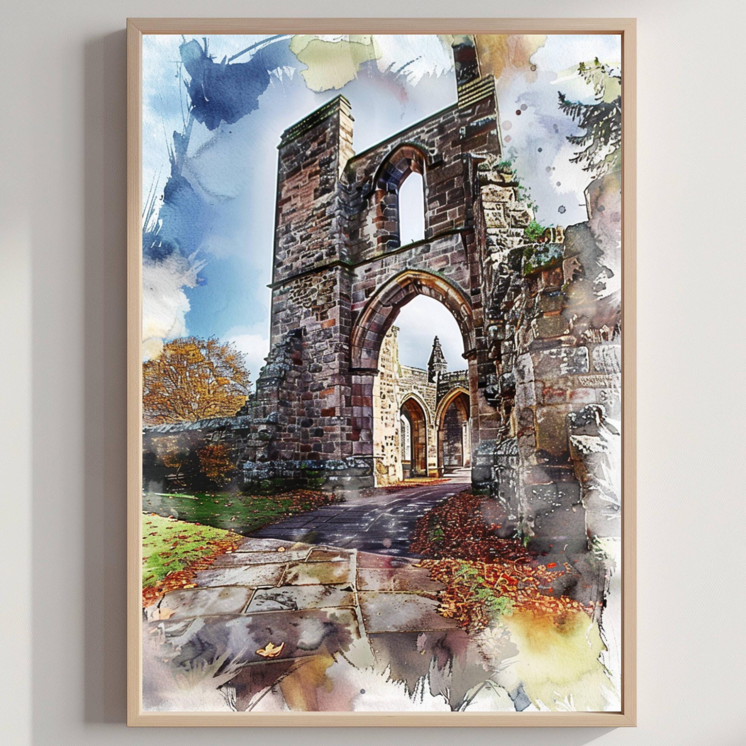 St Andrew's Cathedral Scotland United Kingdom Watercolor: Scotland Travel Art Poster