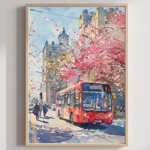 Cardiff Wales United Kingdom Watercolor: Travel Art Poster