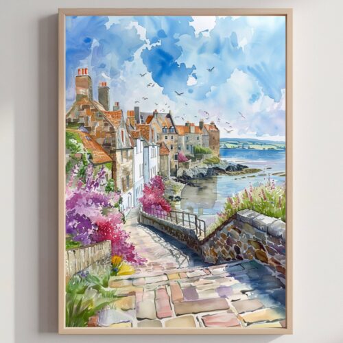Wick Scotland United Kingdom Watercolor: Scotland Travel Art Poster
