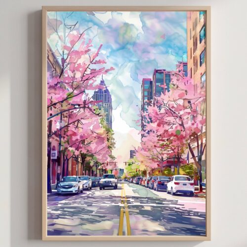 Atlanta Georgia USA Watercolor: Travel Art Poster