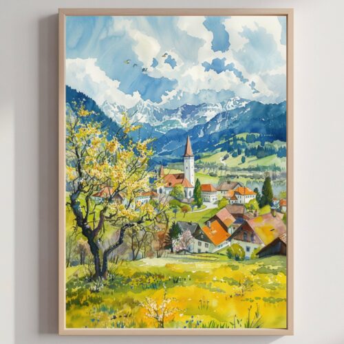 Romantic Road Germany Watercolor: Travel Art Poster