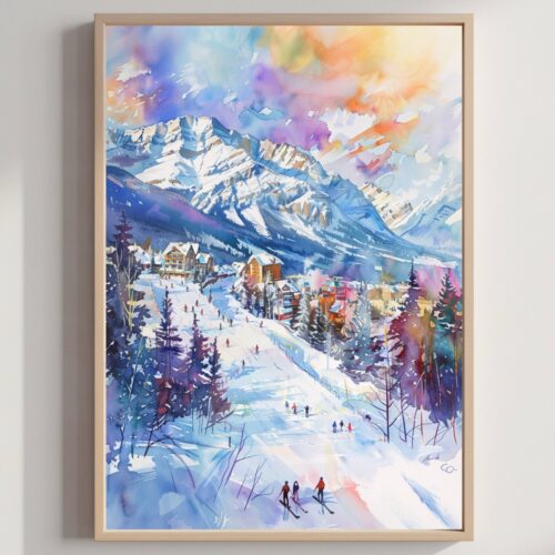 Jasper Canada North America Watercolor Print: Travel Art Poster